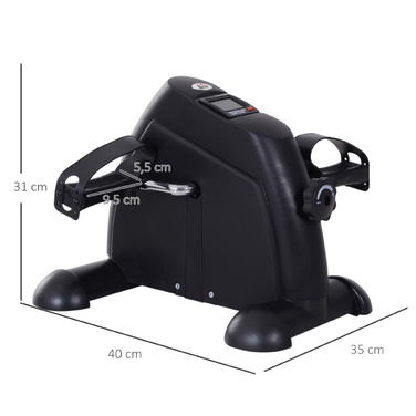 Тренувальний велосипед HOMCOM Mini Bike Pedal Trainer з РК-дисплеєм, чавунний, чорний, компактний 35x40x31см для дому та фітнесу