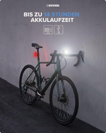 Комплект велосипедних ліхтарів Büchel BLC 720 70/30/15 Люкс, LED, передній і задній, StVZO, до 14 годин роботи, акумуляторні, micro-USB