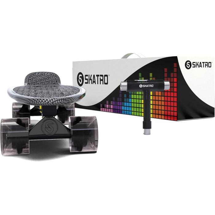 Скейтборд Skatro Mini-Cruiser 22 дюйми, пластиковий, ретро-стиль, Grey Thunderstorm