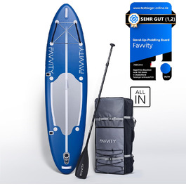 Надувна SUP-дошка FAVVITY Marineblau, напівкарбон, 150 кг, стильна, 7 років гарантії, ультралегка, універсальна, комплект для веслування стоячи