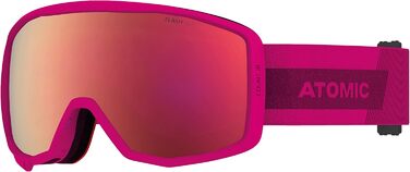 Дитячі лижні окуляри ATOMIC Count JR, циліндричні, berry/pink, комфортна оправа Live Fit, сумісні з окулярами, антифог, силіконовий ремінець
