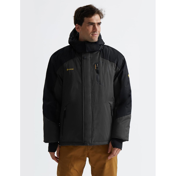 Чоловіча тепла зимова куртка GEMYSE для катання на лижах, вітро- та водонепроникна, дихаюча, з багатьма кишенями, біла (S, сірий, чорний)