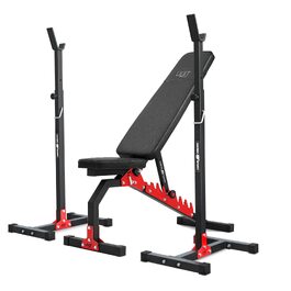 Фітнес-набір Marbo Sport-Set MH7: регульована лава для штанги, стійка, SZ-гриф, гриф для гантелей та гумовані вагові диски, 83/113 кг