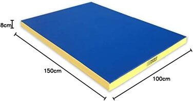 Гімнастичний мат NiroSport 150x100x8 см, водонепроникний, синьо-жовтий, для фітнесу, тренувань, захисту підлоги, м'який Weichbodenmatte RG 25