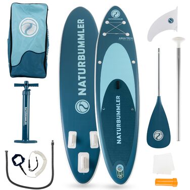 SUP дошка Naturbummler® для початківців та досвідчених, 330x81x15 см, темно-синя - Комплект для Stand Up Paddling