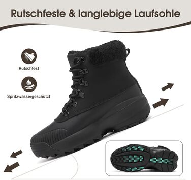 Зимові черевики без шнурівки з підкладкою, водонепроникні черевики до щиколотки для жінок, теплі снігові черевики з неслизькою підошвою, розмір 37-42, зелений (39 EU, чорний)