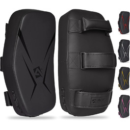 Набір боксерських подушок Pratzen Maya-Leder Curved (пара, чорний) для боксу, кікбоксингу, муай-тай, карате та MMA