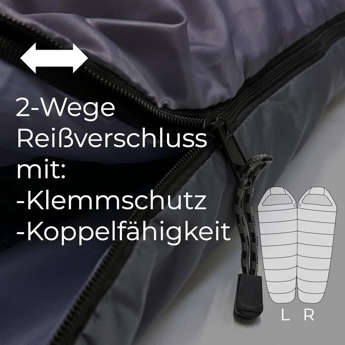 Сплячий мішок Explorer® Light 600 для літа, 210x75x50 см, 700 г, -2°C / +14°C, 120 г/м², ультралегкий, для кемпінгу та трекінгу, сірий