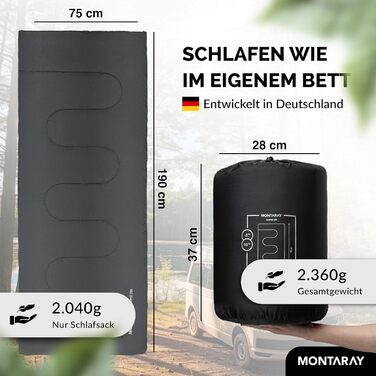 Спальний мішок туристичний 100% бавовна до -3°C з подушкою - Outdoor зимовий та літній спальний мішок [280GSM] для 3-4 сезонів (75x190см) - для жінок та чоловіків (теплий) Сірий