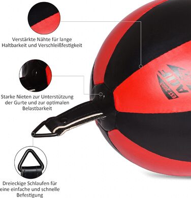 Набір для боксу AQF: боксерська груша, м'яч для швидкості, шкіряні рукавички. Тренування для дорослих. Чорний/червоний