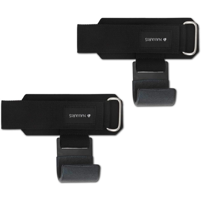 Набори для тяги Navaris з гачками для силових тренувань - захист суглобів, фітнес, бодібілдинг - професійні ремені для важкої атлетики з металевими гачками, чорний