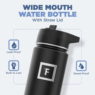 Термобутилка Iron Flask 650 мл, нержавіюча сталь, вакуумна ізоляція, 3 кришки (соломинка), металевий спортивний термочашка