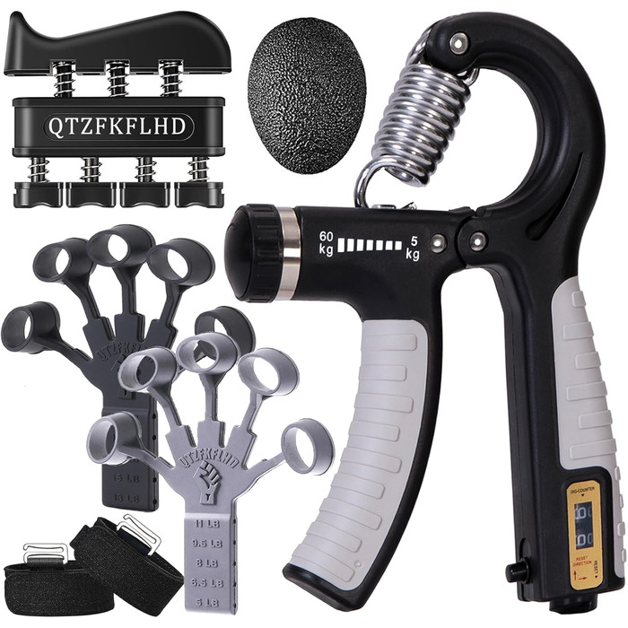 Набір для тренування сили рук Griffkrafttrainer (5 шт.) - для м'язів, відновлення та зняття стресу, чорний 03