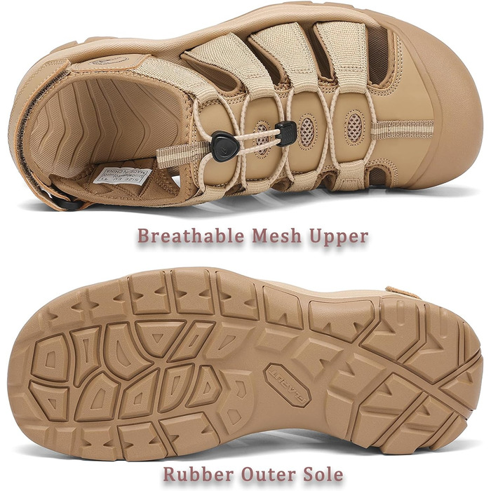 Чоловічі сандалі FLARUT для активного відпочинку та туризму, закритий носок, хакі, 46 EU