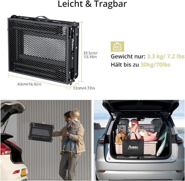 Складаний туристичний стіл Anbte 88x40 см, алюміній, 3 рівня висоти, з сіткою для зберігання, для пікніка та кемпінгу