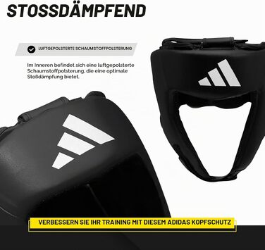 Захисний шолом для боксу та єдиноборств Adidas Hybrid 50, чорний — модель для початківців