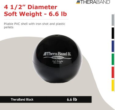 М'яч-обважнювач TheraBand для силових тренувань, реабілітації, пілатесу, йоги, зміцнення м'язів, домашніх тренувань, діаметр 11,4 см