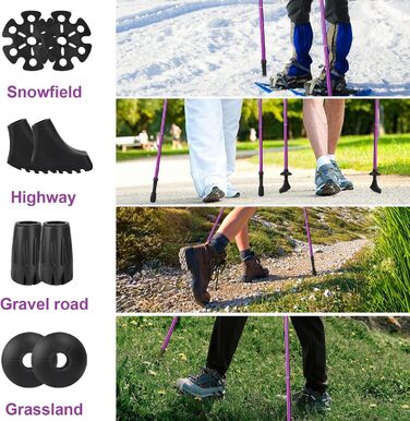 Телескопічні палиці для скандинавської ходьби та трекінгу, складані алюмінієві палиці для ходьби 115-135 см з гумовими наконечниками, унісекс