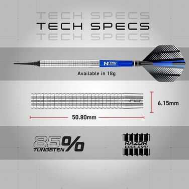 Дарти сталеві RED DRAGON Razor Edge 18G Tungsten з пір'ям та стержнями - професійні