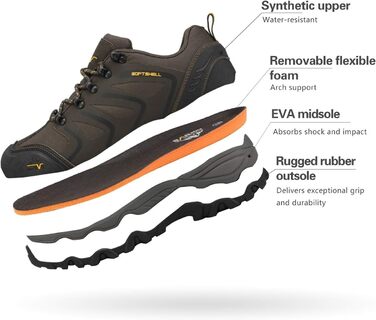 Чоловічі водонепроникні трекінгові черевики NORTIV - водонепроникні, легкі, для хайкінгу, кемпінгу, трекінгу, 45 EU, коричневі, чорні, світло-коричневі