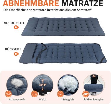 Кемпінгове ліжко Atorpok SHOP: складне, розкладне, для відпочинку на природі, з кишенею, до 200 кг, блакитне