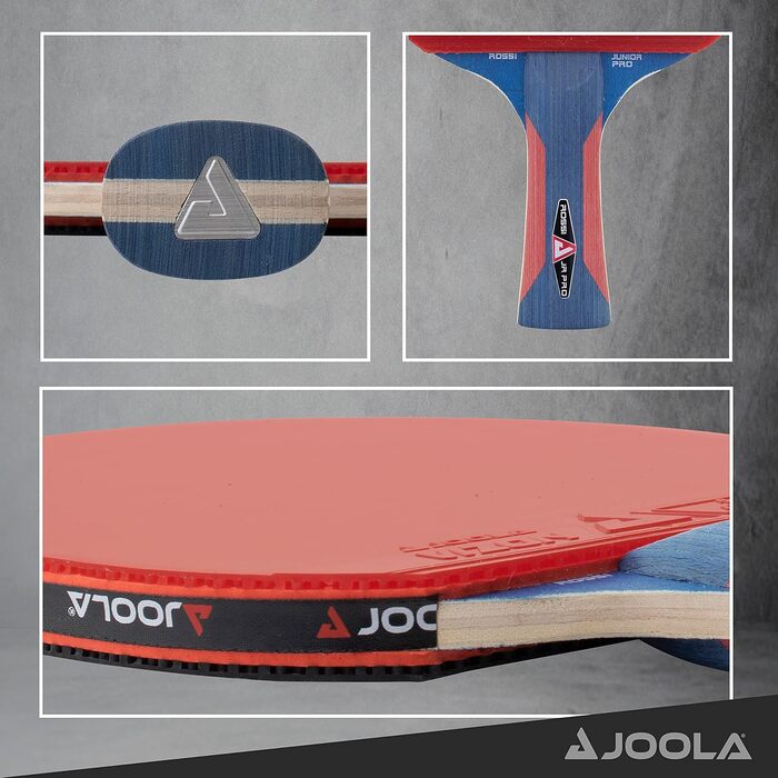 Дитяча тенісна ракетка JOOLA Rosskopf Junior Pro, ITTF, для змагань, 5 зірок, синьо-червона ручка, губка 1.8 мм