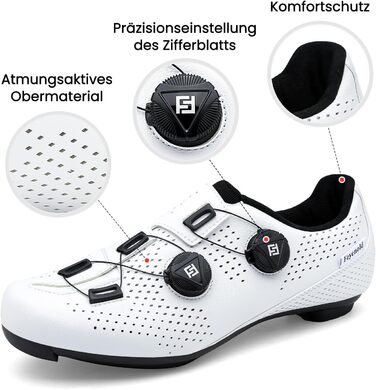 Велотуфлі для чоловіків та жінок, сумісні з SPD-SL/Look KEO, з кріпленнями, розмір 43 EU, білі