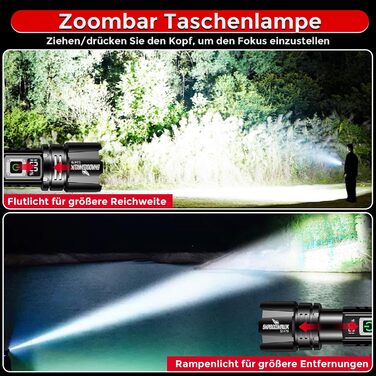 Тактичний ліхтарик Shadowhawk 500000 Lumen з LED, перезарядний, дальність до 1000м, 24г роботи (2 акумулятори), LCD-індикатор заряду, 10.0 Вт, для кемпінгу, туризму, активного відпочинку