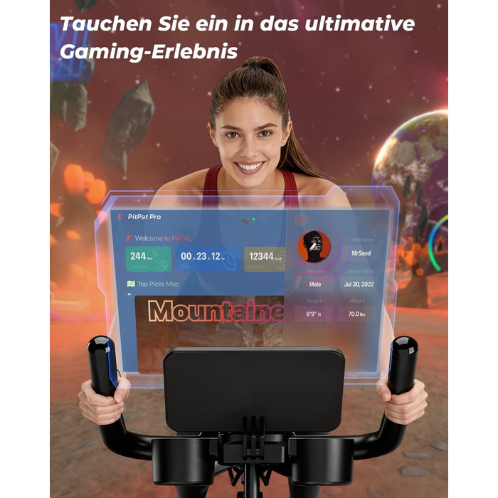 Велотренажер для дому Superun з APP, магнітний опір, 15 кг маховик, ультратихий, чорний