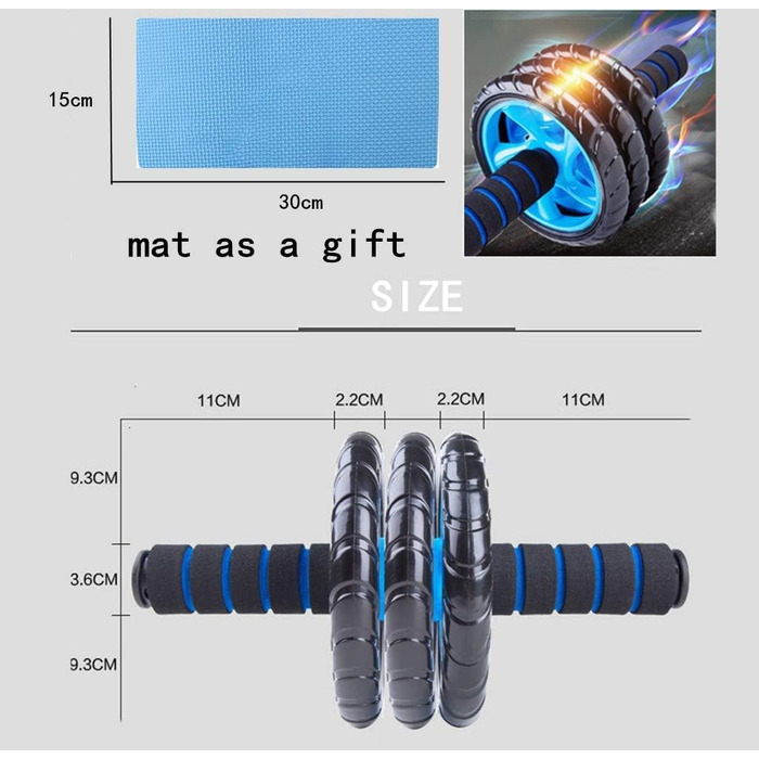 Колесо для пресу Ab Wheel - тренажер для фітнесу та зміцнення м'язів пресу, синього кольору