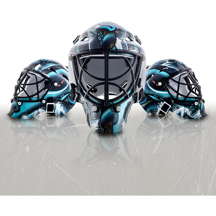 Міні-хокейна воротарська маска Franklin Sports NHL Seattle Kraken з логотипом та кейсом, колекційна модель