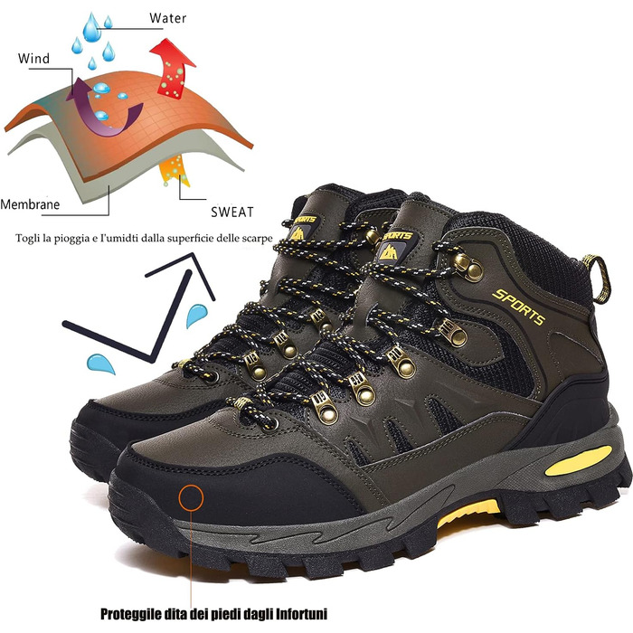 Водонепроникні туристичні черевики для чоловіків та жінок, 44.5 EU, Зелені