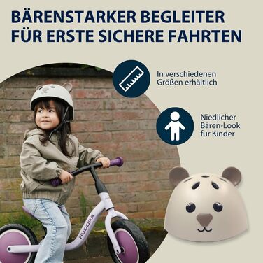 Дитячий велосипедний шолом HUDORA Beary XXS/XS з мотивом ведмедика, безпечний та зручний шолом для дівчаток і хлопчиків, ідеальний для біговела, самоката та велосипеда