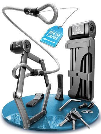 Замок для велосипеда складний 85см з кабельним замком - висока безпека, для електровелосипеда, з кріпленням