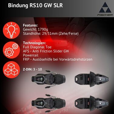 Лижі гірськолижні фішер RC4 Supercomp - для підготовлених трас - з крепленнями RS10 GW SLR Z3-10 - для досвідчених гірськолижників - 170 см