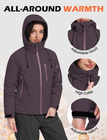 Жіноча лижна куртка GEMYSE з інтегрованими лямками. Тепла зимова куртка, водонепроникна, вітронепроникна та дихаюча. Снігова куртка для активного відпочинку. Колір: L Morgenviolett