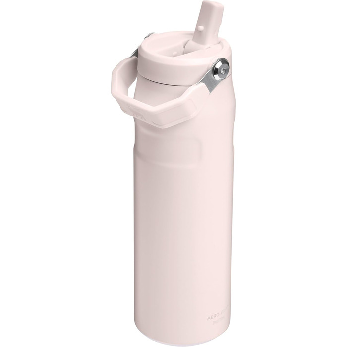 Термобутилка Stanley Flip Straw 2.0 0.7 л з трубочкою, термочашка для напоїв, зберігає холод до 12 годин, льодяне охолодження до 3 діб, BPA-free, не протікає, для тримача напоїв, можна мити в посудомийці, рожевий кварц