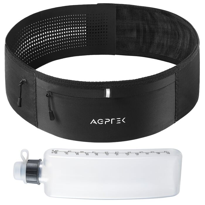 Пояс-сумка для бігу AGPTEK 2.0 з флягою 300 мл, водонепроникна, з кишенею на блискавці, гачком для ключів, світловідбиваючий, унісекс