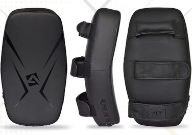 Набір боксерських подушок Pratzen Maya-Leder Curved (пара, чорний) для боксу, кікбоксингу, муай-тай, карате та MMA