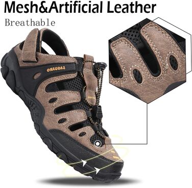 Зручні трекінгові сандалії для чоловіків та жінок SAGUARO - піші прогулянки та активний відпочинок (46 EU, Коричневий)