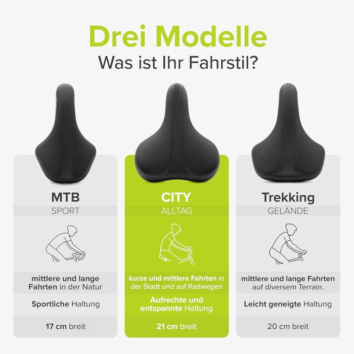 VELMIA Велосипедне сідло 100% Водонепроникне, безшовне та ергономічне - комфортне сідло для чоловіків та жінок, ідеальне для електровелосипедів, міських та гірських велосипедів, сідло (CITY)