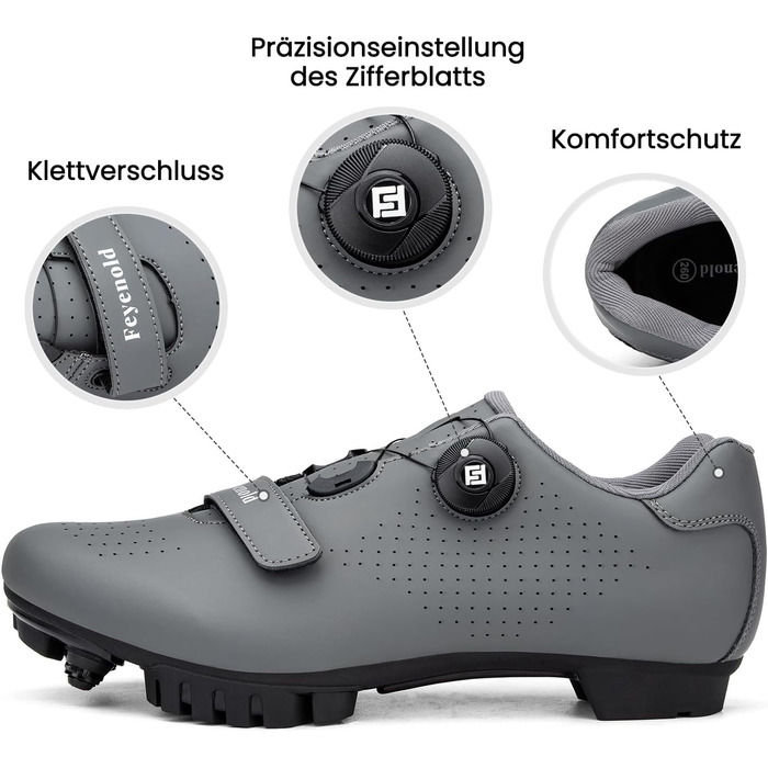 Велотуфлі для чоловіків та жінок Mountainbike, MTB, Radsport, сумісні з SPD підошвою (40 EU, сірий)