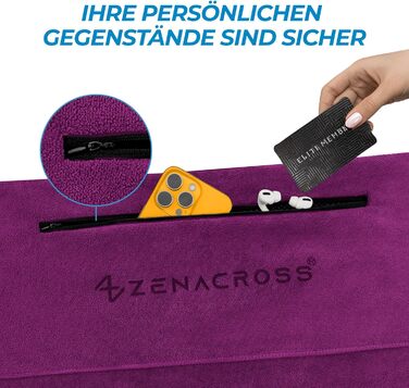 Рушник для фітнесу з мікрофібри 120x50 - швидковисихаючий, з кишенею на блискавці, м'який спортивний рушник для спортзалу та тренажерного залу (120 x 50 см, Бордовий)