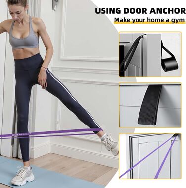 Еластичні гумки для фітнесу, тренувань та розтяжки, 6 шт. (синій, зелений, фіолетовий, жовтий, помаранчевий, чорний)