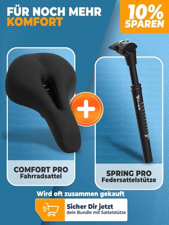Велосипедне сідло MIVELO Comfort PRO з Memory Foam - дихаюче, для жінок та чоловіків, зручне та ергономічне. Ідеальне для комфортної їзди та трекінгу