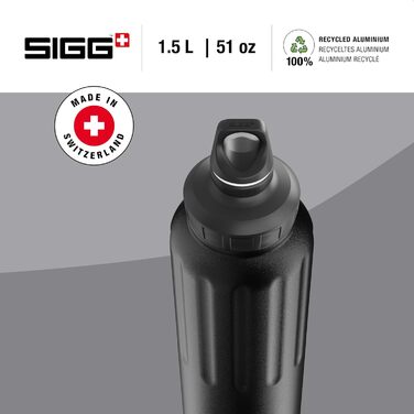 SIGG Алюмінієва пляшка для води Traveller 1,5 л, чорна, для газованих напоїв, герметична, легка, BPA-free, кліматично нейтральна