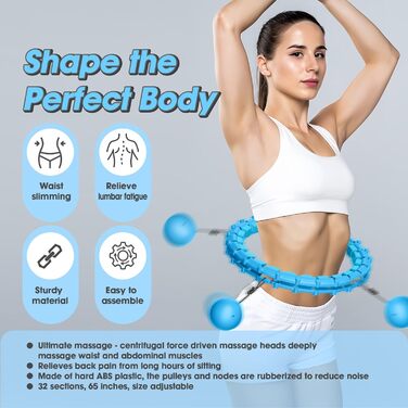 Обруч для схуднення з ваговим кільцем Smart Hoop (32 вузли, 57-165 см) Blau - фітнес обруч для дорослих