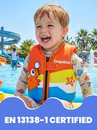 Спасальний жилет для плавання Gogokids для дітей 15-30 кг, помаранчевий, 5-8 років