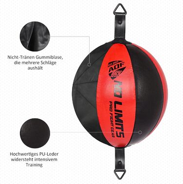 Набір для боксу AQF: боксерська груша, м'яч для швидкості, шкіряні рукавички. Тренування для дорослих. Чорний/червоний