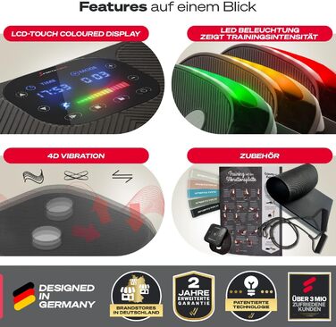 Платформа для вібраційного тренування Sportstech 4D VP400 sVibe з LED, тренувальні резинки та мотузки (комплект)